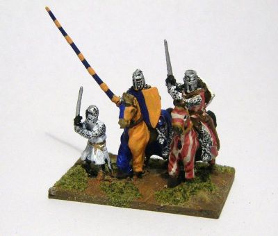 1200-1400 period Knights 
From the [url=http://www.vexillia.ltd.uk/mirliton/shop15_commune.html] Mirliton Italian Commune Wars[/url] range, but suitable for many other nations. Here with a foot figure mixed in for variety.
Keywords: barded CommunalItalian