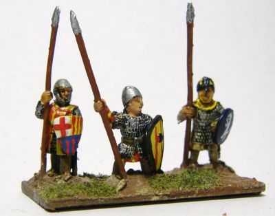 Catalan Almughavars 
Alain Touller Spearmen and Almughavars painted as armoured Catalans, some with FCB shields for added Catalan authenticity. 
Keywords: Catalan medfoot