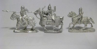 Arab Ghilman Cavalry Compared
Ghilman cavalry from 3 manufacturers. Left to right: 
Outpost code C11,
Museum Miniatures code PR05
Khurasan Miniatures figure KM1,  
Keywords: arab seljuk abbasid ayyubid mamluk, dailami, khurasanian