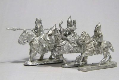 Arab Ghilman Cavalry Compared
Ghilman cavalry from 3 manufacturers. Khurasan Miniatures figure code KM1 nearest camera (comes with separate arm not yet attached), Outpost code C11 furthest away(one piece casting with lance, comes with separate bowcase and shield, not attached), Museum Miniatures code PR05 (one piece casting with bow) in center
Keywords: arab seljuk abbasid ayyubid