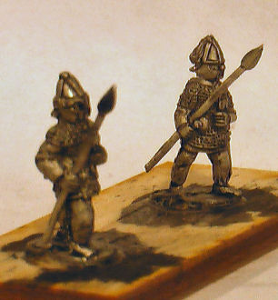 LIR Armoured infantry advancing
Figures from [url=http://khurasanminiatures.tripod.com/]Khurasan Miniatures[/url], pictures reproduced with their permission. LIR Armoured infantry advancing, lancea, spangenhelm, chainmail (x 4) 
Keywords: LIR ebyzantine