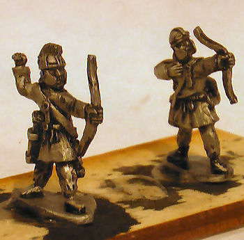 LIR Archer infantry shooting, ridged helmets 
Figures from [url=http://khurasanminiatures.tripod.com/]Khurasan Miniatures[/url], pictures reproduced with their permission. LIR Archer infantry shooting, ridged helmets (x 4)
Keywords: LIR EIR ebyzantine