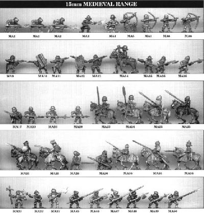 Medieval Range from Tin Soldier
Range from Tin Soldier. For figure codes see their website at [url=http://www.tinsoldieruk.com/]Tin Soldier UK[/url]
Keywords: medfoot medspear menatarms barded