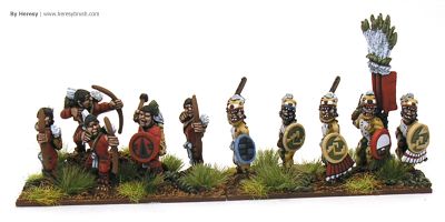 Aztec warriors - Arrow Knights & Jaguar Knights
Aztecs painted by [url=http://www.heresybrush.com/]Heresy Brush[/url] from Spain. 
Keywords: aztec