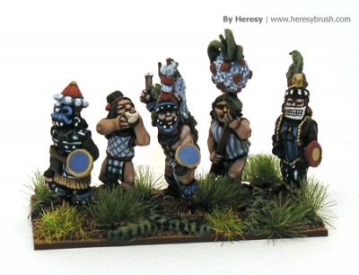 Aztec warriors Generals
Aztecs painted by [url=http://www.heresybrush.com/]Heresy Brush[/url] from Spain. 
Keywords: aztec