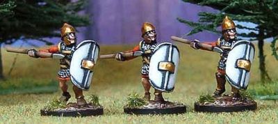 Veteran Libyan Spearmen 3. Attacking, roman equipment: chainmail, oval shield.
Available in the UK from [url=http://www.vexillia.ltd.uk]Vexilia[/url], Europe from [url=http://www.corvusbelli.com/en/default.asp]Corvus Belli[/url] or the US from [url=http://www.50paces.com]50 Paces[/url]
Keywords: Carthage spartacus