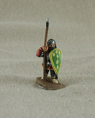 BYF02 Byzantine Spearman
Byzantines from the C12-13 range of [url=http://www.donnington-mins.co.uk/]Donnington[/url]. Figures supplied by he manufacturer, and painted by their own painting service. With scale or quilt armour with pteruges, long spear, helmet, kite shield, standing/advancing, (suitable for 11th to 13th centuries)

Keywords: Komnenan plbyzantine lbyzantine thematic