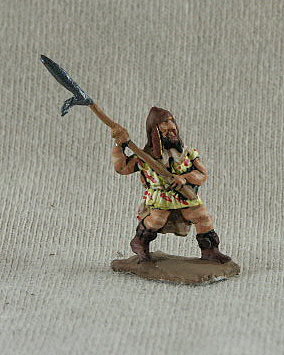 Thracian Warrior, dorudrepanon 
THracians from [url=http://www.donnington-mins.co.uk/]Donnington[/url], painted by their painting service. THF08 Warrior
dorudrepanon (two handed sickle), pelta on back
Keywords: thracian