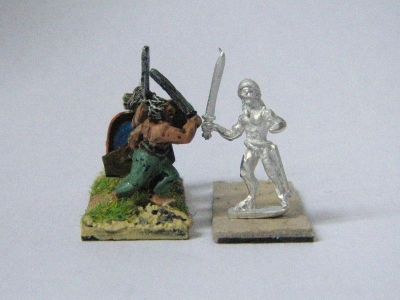 Unclothed  Gallic Warriors from Fantassin
Shots of new Gallic range (pack code AGL-03) from Fantassin / [url=http://www.warmodelling.com]Warmodelling.com[/url] opposite painted Old Glory Celtic swordsman to show size 
Keywords: Gallic Galatian