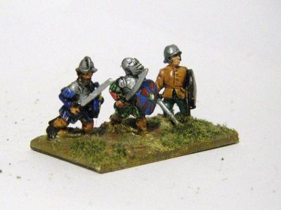 Spanish Sword & Buckler Men
from the [url=http://www.essexminiatures.co.uk/frames15med.html] Essex   Minis [/url]medieval / late medieval (Spanish) ranges 
Keywords: medspanish