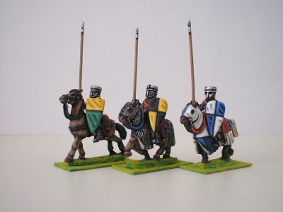 Feudal Mounted Knights with lances 1195-1230 ca
1195 to 1250 Feudal range from [url=http://www.legio-heroica.com/]Legio Heroica[/url]. Pictures provided by the manufacturer  Mounted Knights with lances 1195-1230 ca (3 knights/8 covered-uncovered horse variants) - lances  included 
Keywords: efknights crusader latins emgerman