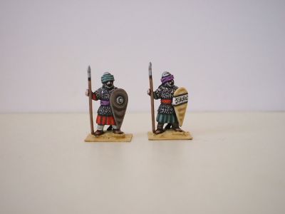 Crusade Era Arab Sirian Armoured spearmen - 2 variants
Arabs from [url=http://www.legio-heroica.com/Musulmani-en.html]Legio Heroica[/url], pics supplied by the manufacturer 
Keywords: Arab fatimid