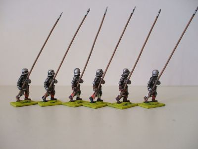 1450-90 Swiss Pikemen frontal rank - 6 variants - pikes included 
Swiss from [url=http://www.legio-heroica.com]Legio Heroica[/url] images provided by the manufacturer. Pikemen frontal rank - 6 variants - pikes included 
Keywords: Swiss