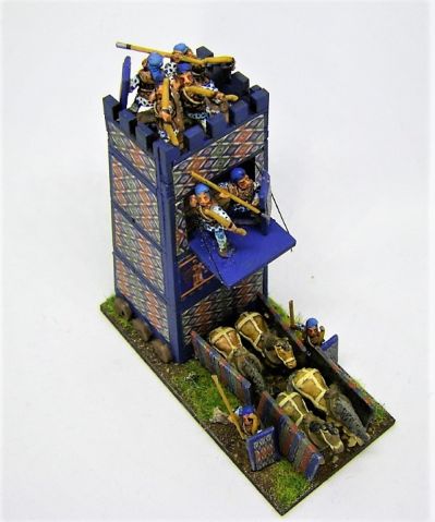 Cyrus' Mobile Tower
A Pendraken 10mm MDF Siege tower with Essex 15mm Crew, and "wallpaper" downloaded from the internet
