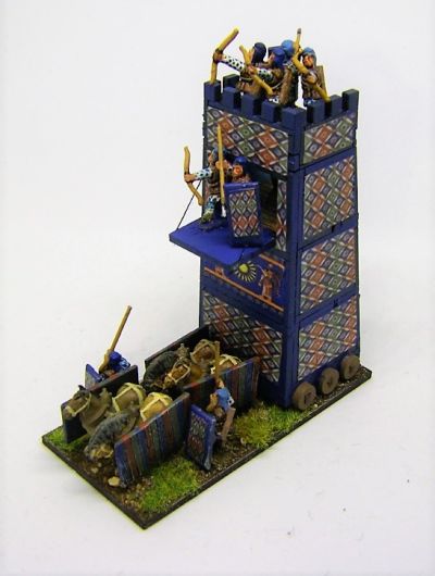 Cyrus' Mobile Tower
A Pendraken 10mm MDF Siege tower with Essex 15mm Crew, and "wallpaper" downloaded from the internet
