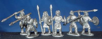 Scots-Irish warriors in tunics
Scots Irish from [url=http://www.splinteredlightminis.com/scotirish.html]Splintered Light[/url] Photos with permission of the manufacturer. 
Keywords: Scots-Irish pict