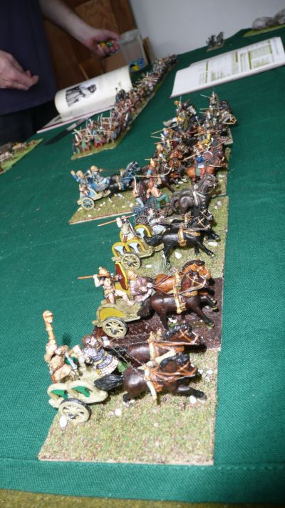 28mm Chariots and Cavalry (Gripping Beast)
Gallic mounted troops advance on the right flank 
Keywords: Gallic 28mm Chariots Cavalry Gripping Beast