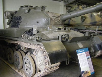 Swiss Pz61
The Panzer 61 was a Swiss Cold War era medium tank. The tank had a weight of 36.5 tons and was powered by a 630 hp diesel engine which gave it a top road speed of 31 mph. The primary armament of the Panzer 61 was a 105 mm main gun.
