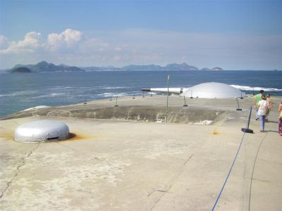 Images from Fort Copacabana, Rio 305mm (12 inch) Krupp cannons,
[url=http://en.wikipedia.org/wiki/Fort_Copacabana]Fort Copacabana, Rio[/url] The Fort has two cupolas, one with 2x 305mm Krupp cannons, and the other 2x 190mm Krupp cannons. The cupola with the 305mm guns is behind and above that of the 190mm guns so that it can fire over them. The 305mm Krupp guns could fire a shell of some 445 kg a distance of up to 23 km. 
