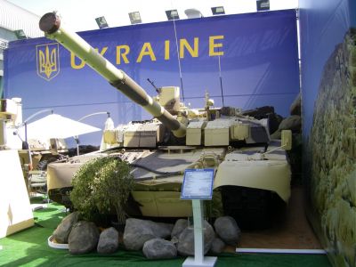 Ukrainain built MBT T84 OPLOT 
Photos of AFVs at the IDEX 2013 exhibition [url=http://en.wikipedia.org/wiki/T-84]T84 on Wikipedia[/url]
