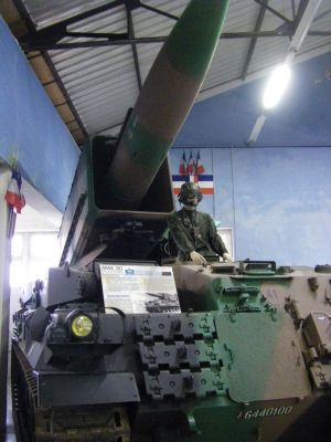 Pluton tactical nuclear missile launcher.
the French Army began developing the Pluton missile in 1963. In 1964, the program was suspended and instead the French Army opted for a missile with a longer range, able to be mounted on the AMX-30
