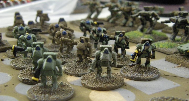 6mm, 1/300th, 1/300 Sci Fi GZG, Ground Zero Games DSM-141 VBP-2 TORTOISE and DSM-143 Pkz VII STURMKAMPFER Infantry Walkers being painted